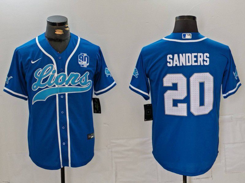 Men Detroit Lions #20 Sanders Blue Second generation joint name 2024 Nike Limited NFL Jersey style 8153